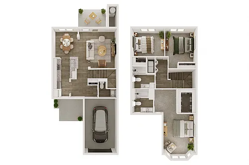 Floor plan Three Bedroom Townhome