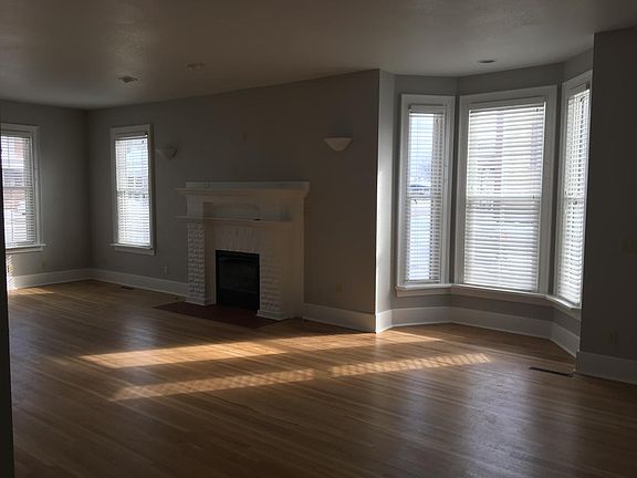 Living room with random plank hardwood flooring