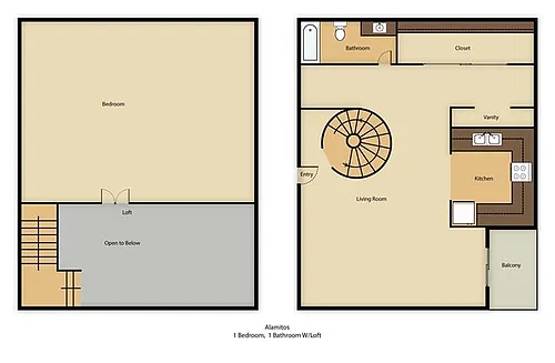 Floor plan 1 BED 1 BATH LOFT