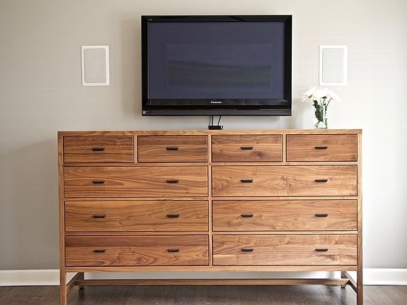 Bedroom with speakers