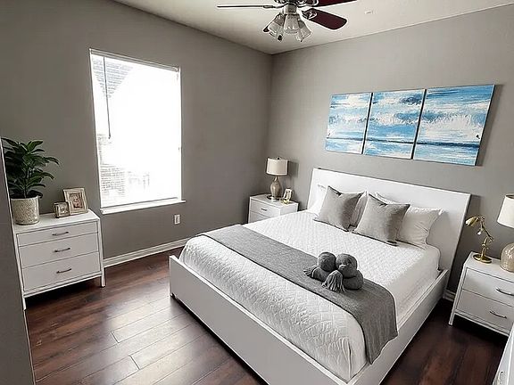 Bedroom. This image is virtually staged