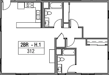 Floor plan 2 Bedrooms, 2 Bathrooms