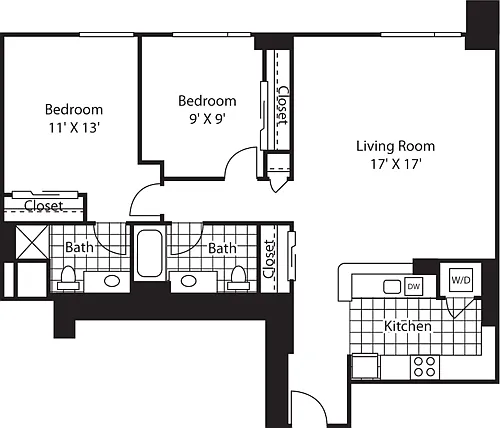 Floor plan Two Bedroom 1128 A