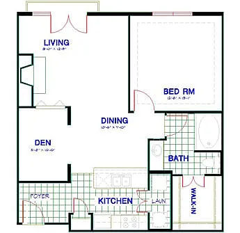 Floor plan Traditional 1x1 761-850 SF