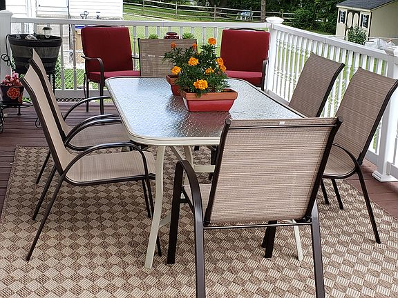 Pressure treated deck with awning