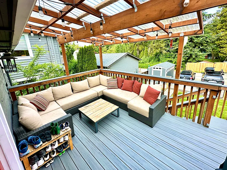 Shared back deck, great for outdoor dinners & casual hangs.