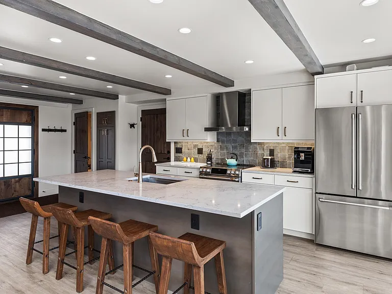 Kitchen with Front Door in background