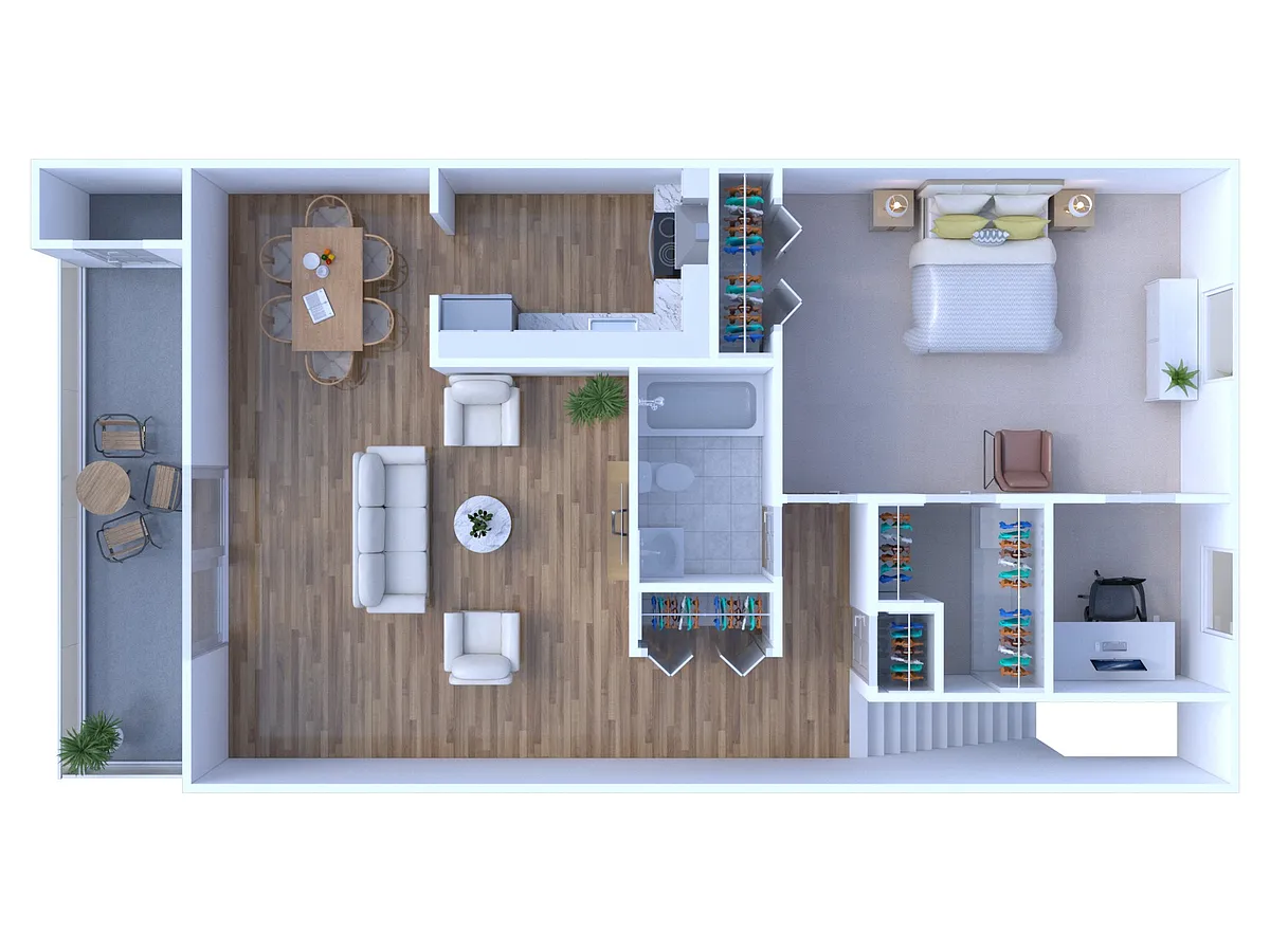 Floor plan 1 Bed 1 Bath | Upgraded DLX