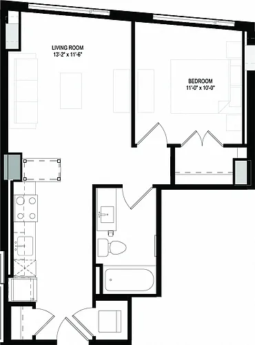 Floor plan One Bedroom/One Bathroom (A08)