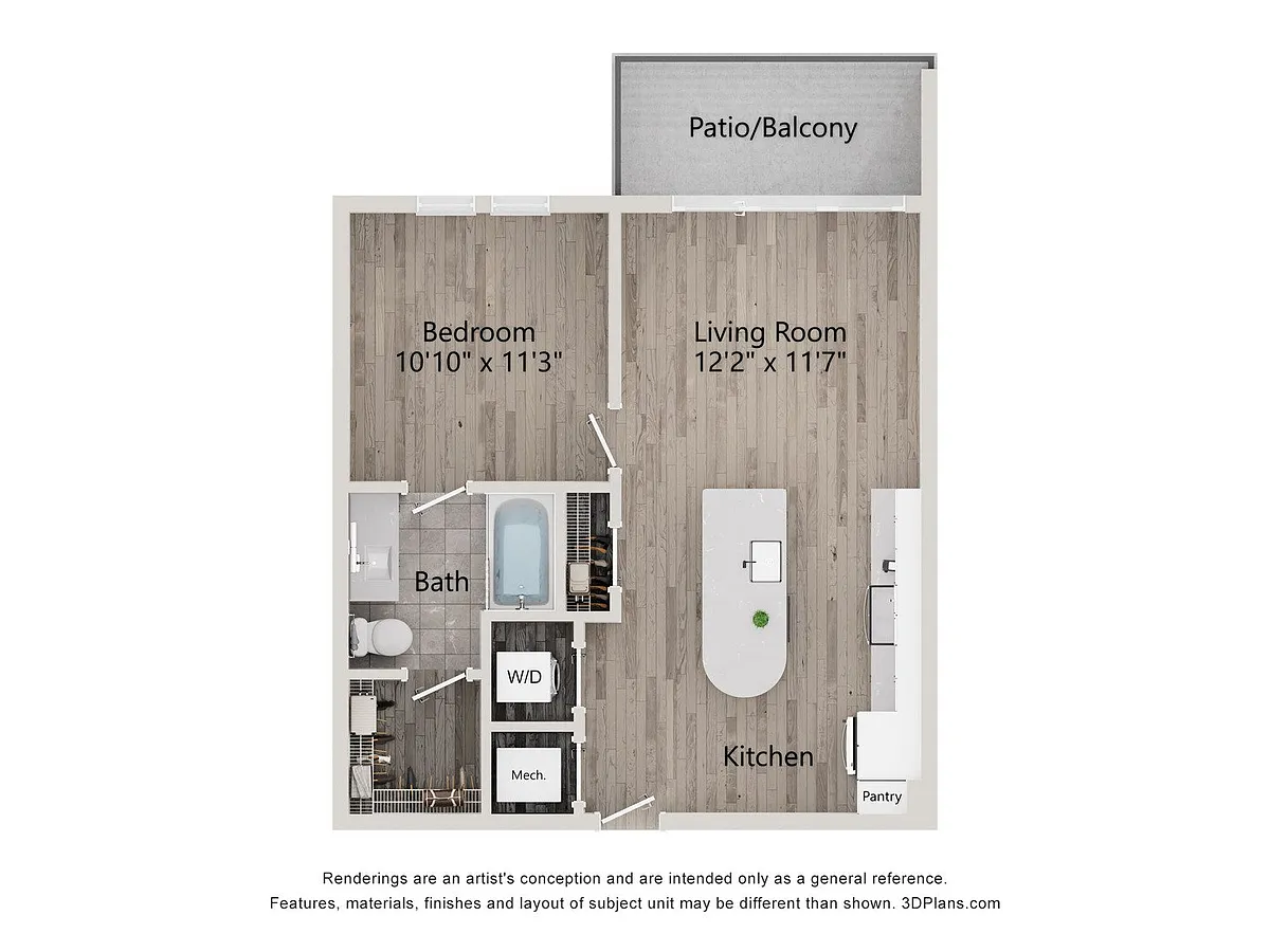 Floor plan 1 Bed/1 Bath-A1C