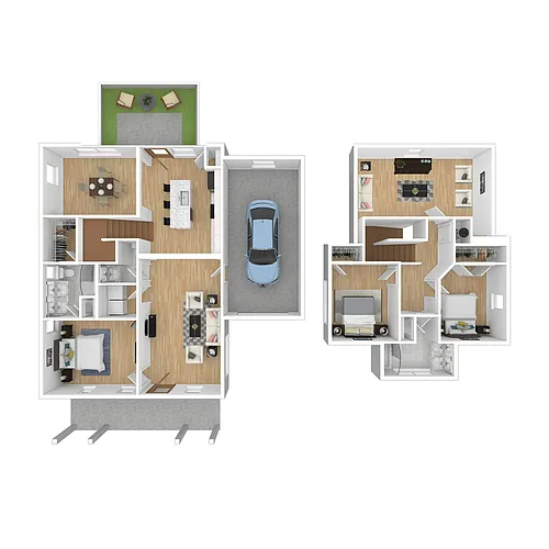 Floor plan 3BR Cottage w/Den and Garage