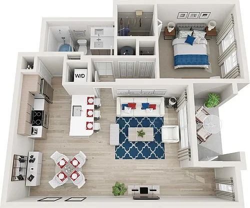 Floor plan A4-1BR-1BA-805-811sf