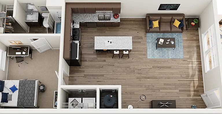 The Collective at Lawrence 1x1 Cottage Floor Plan The Collective at Lawrence 1x1 Cottage Floor Plan