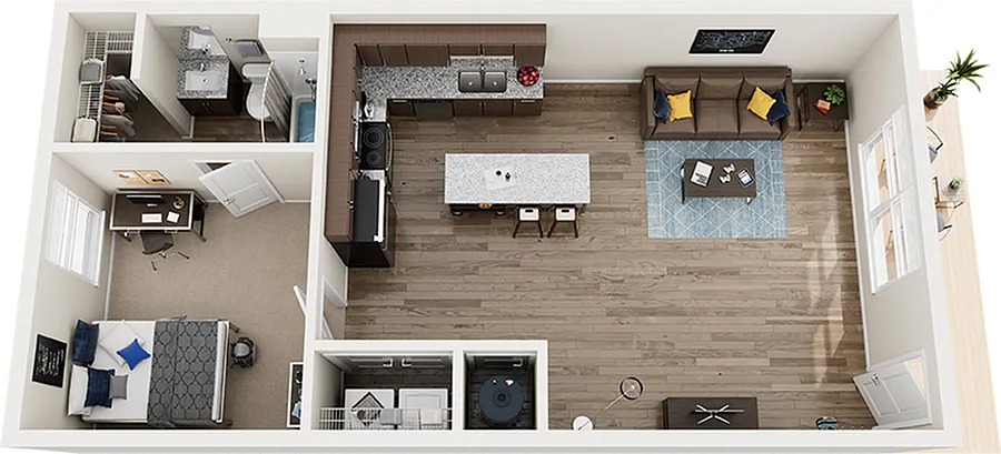 Floor plan 1x1 Cottage