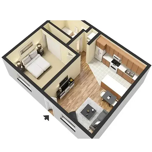 Floor plan 1 Bed 1 Bath