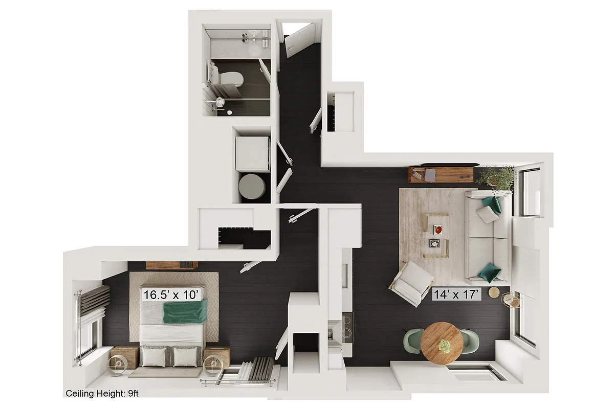 Floor plan Grand - 1 Bed, 1 Bath