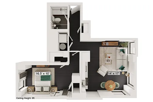 Floor plan Grand - 1 Bed, 1 Bath