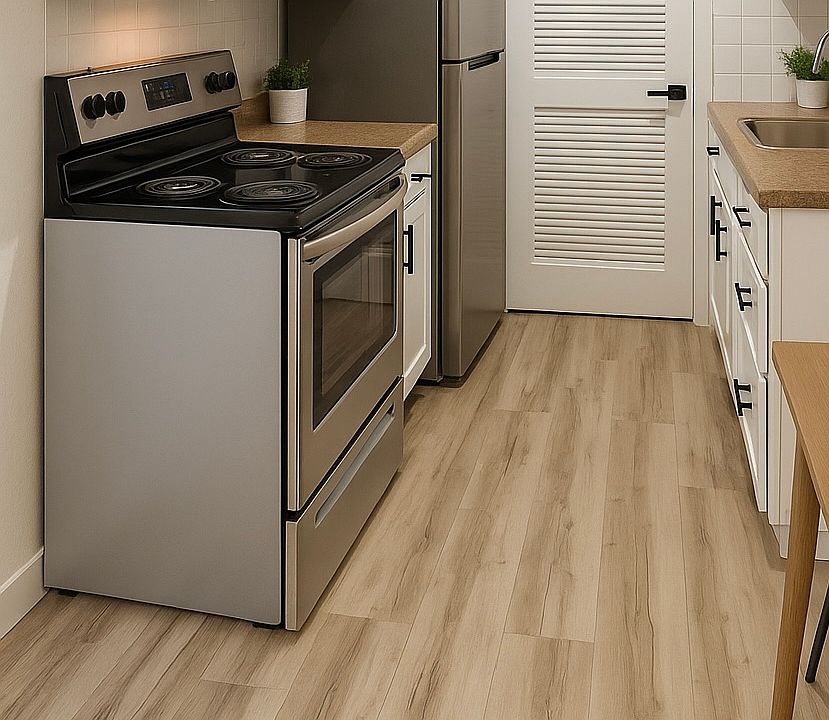 Beautiful galley kitchen with all new appliances and built in microwave!