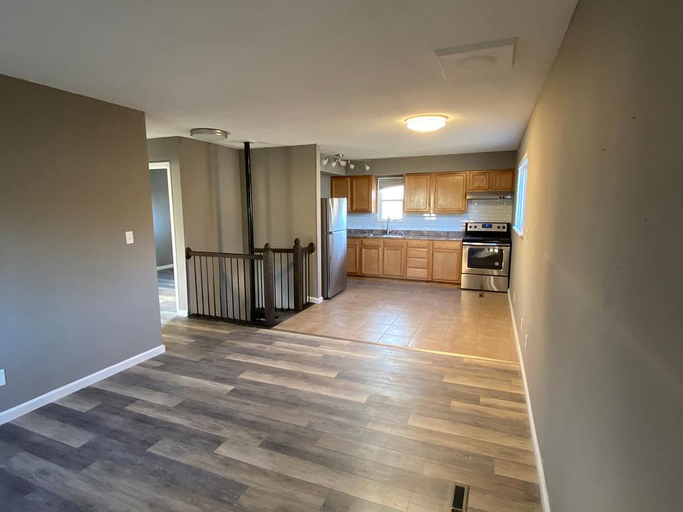 View from living room into kitchen