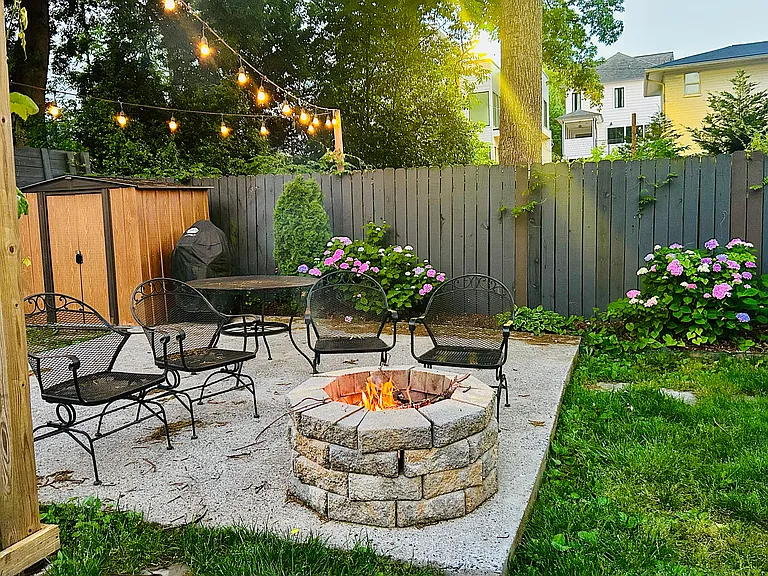 Backyard with firepit