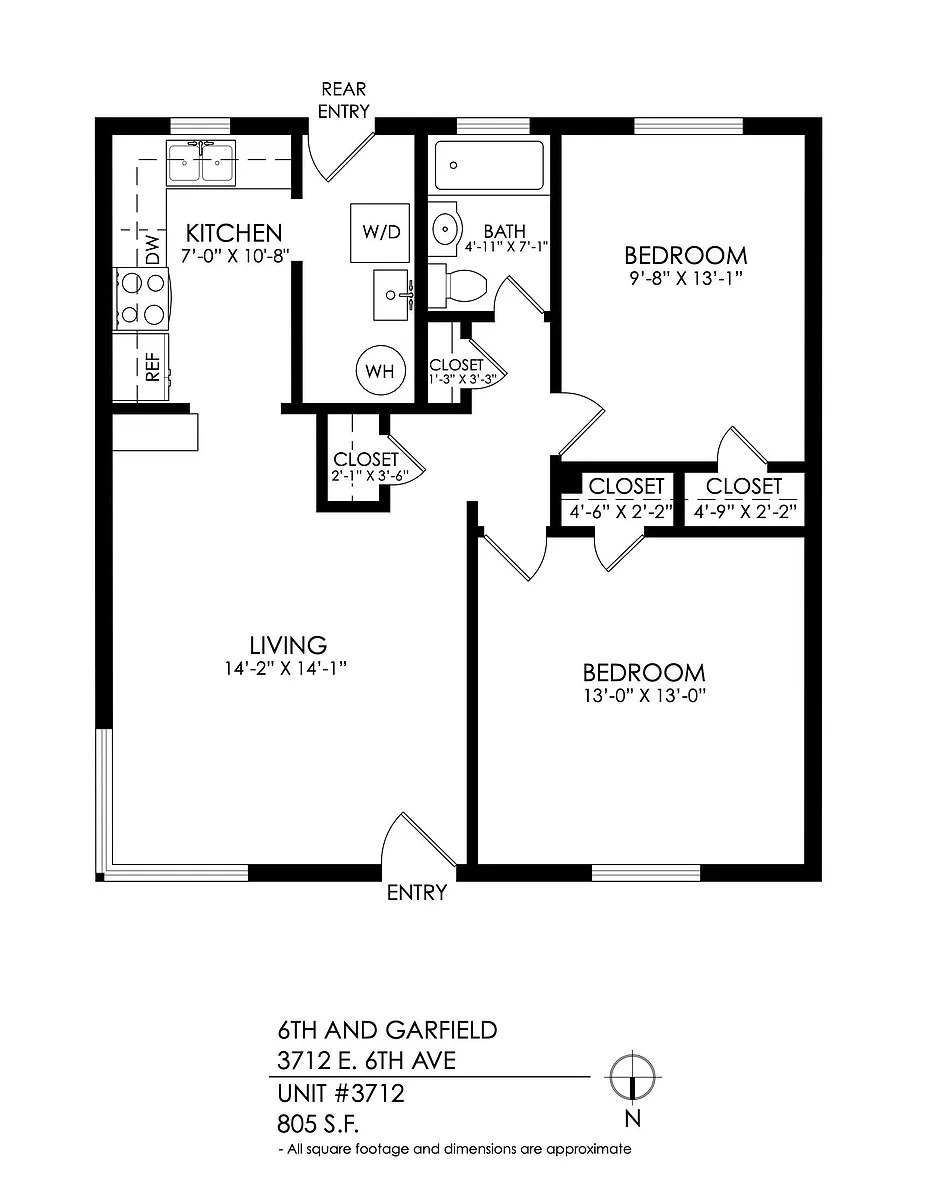 Floor plan 2 Bedroom, 1 Bathroom