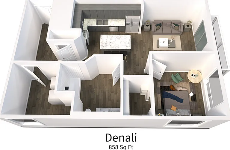 Explore the spacious Denali apartment featuring an efficient layout and contemporary design. Explore the spacious Denali apartment featuring an efficient layout and contemporary design.