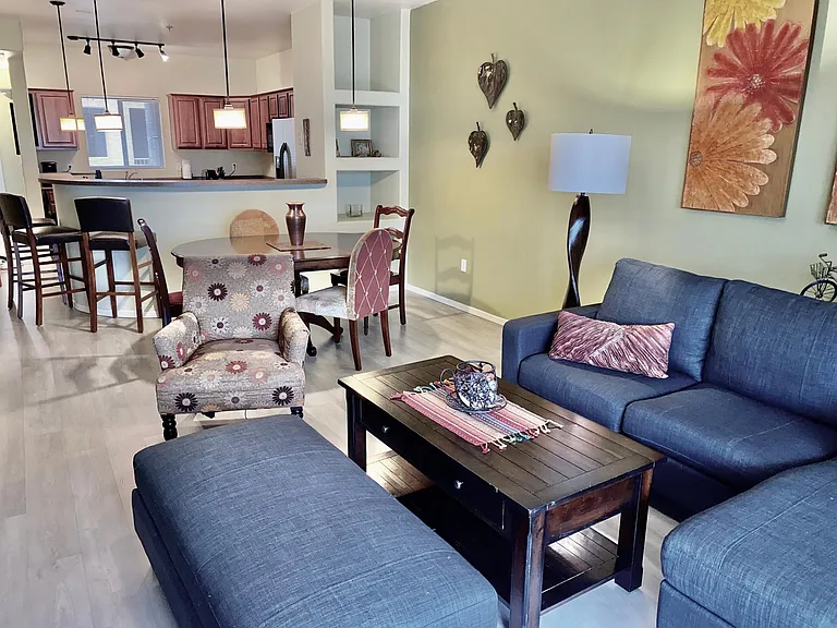 Living room and dining room.
