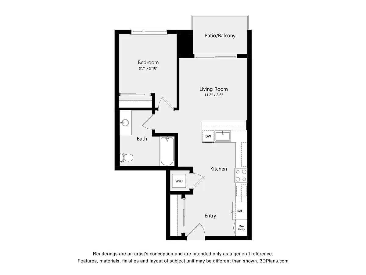 Floor plan One Bedroom B03A