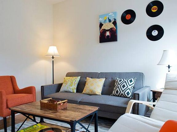 Sofa, Armchair, coffee table, dining set and lighting included. Ready for an easy move-in.