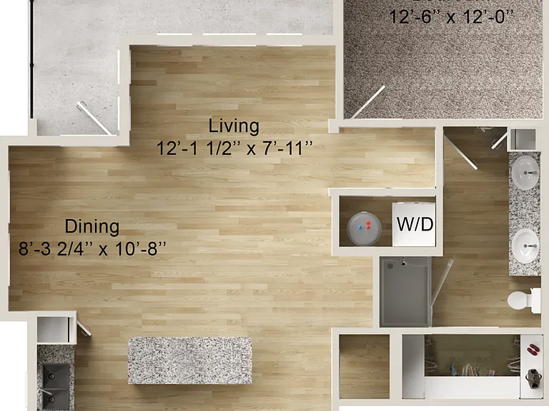 One Bedroom Apartment with a wrap-around balcony in Greenville, TX