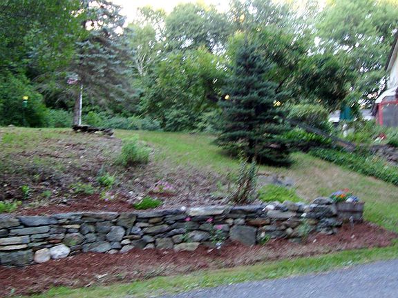 Driveway stone wall