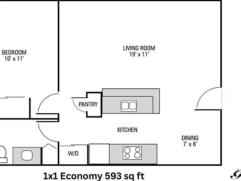 1x1 Economy l 593 sq ft l Fircrest Gardens 1x1 Economy l 593 sq ft l Fircrest Gardens