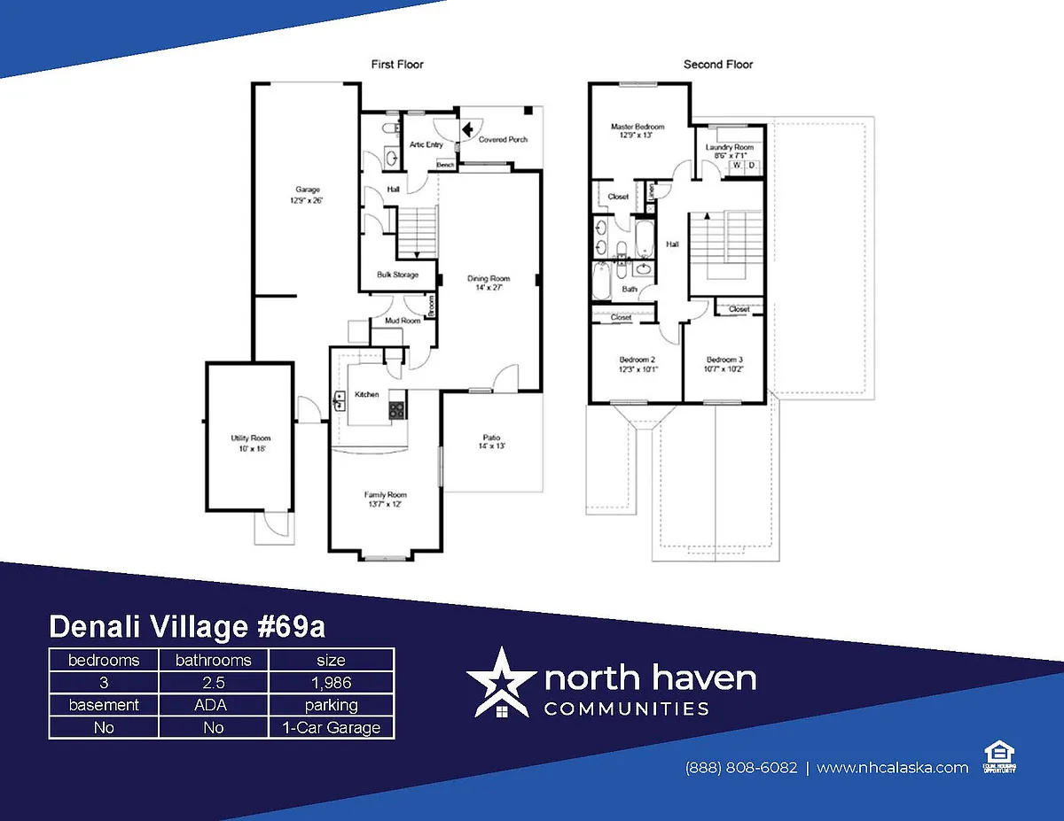 Floor plan Three Bedroom Home with Garage