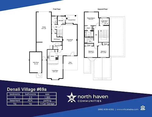 Floor plan Three Bedroom Home with Garage
