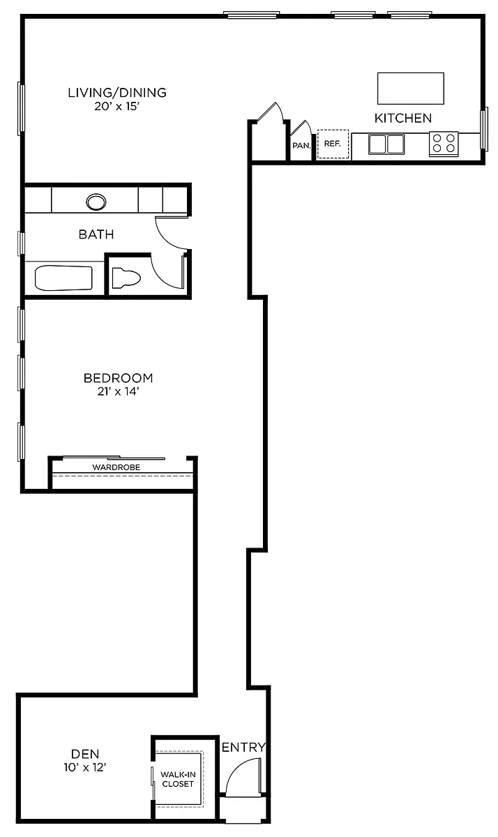 Floor plan A14 - 1x1 w/Den