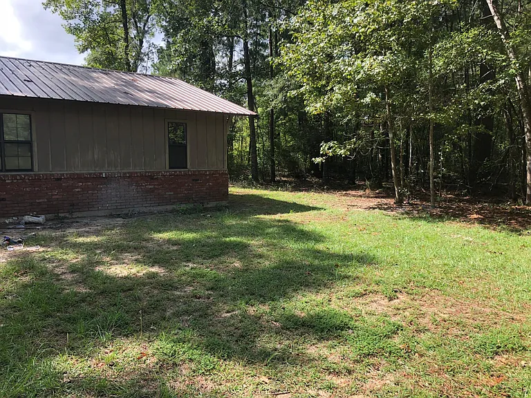 Next to a wooded lot .