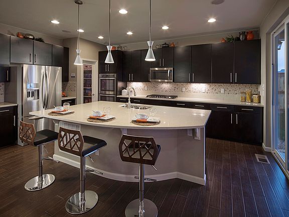 The oversized kitchen island offers extra counter