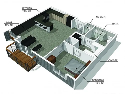 Floor plan 1 Bedroom D