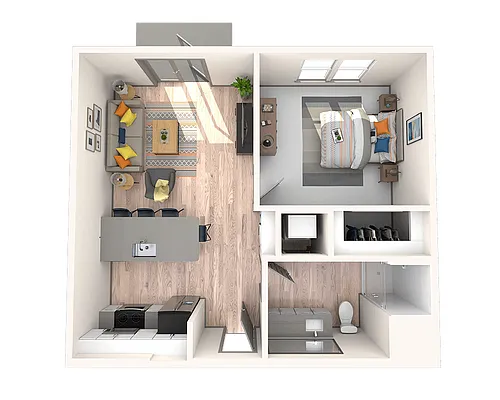 Floor plan One Bedroom A1A