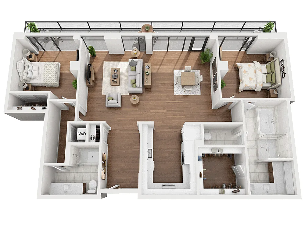 Floor plan Two Bedroom Penthouse B2B-PH