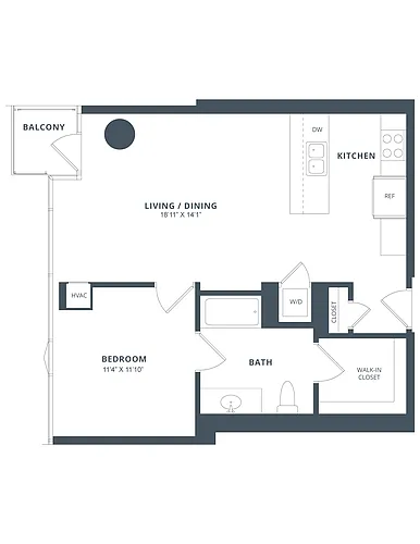 Floor plan 1 Bed/1 Bath-A1