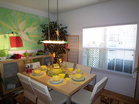 Dining Area -- Designer Lighting & Plantation Blinds Throughout