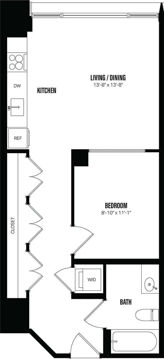 Floor plan Junior 1 Bed/1 Bath-B8