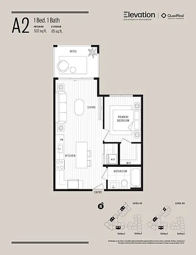 Floor plan A2 1 Bed 1 Bath