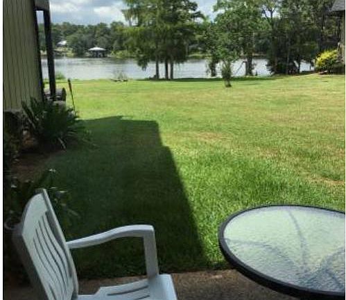 Relax while sitting on patio.