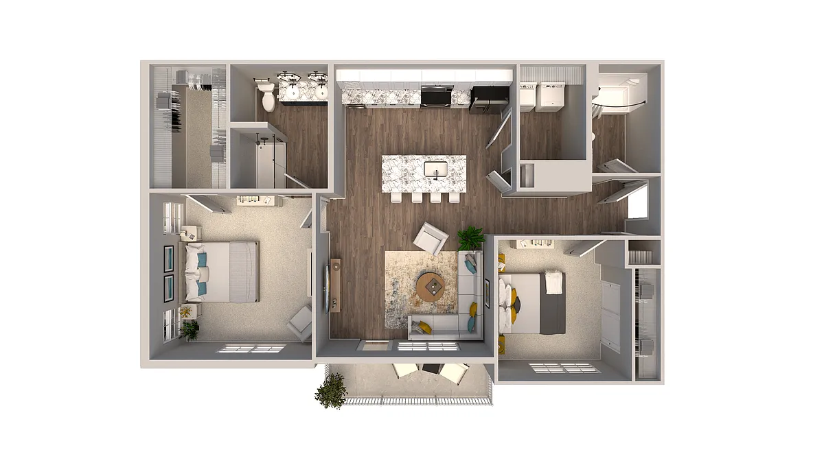 Floor plan 2 Bed 2 Bath B
