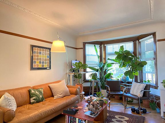 Work from home nook in the bay window area