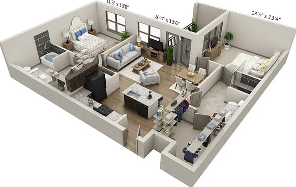 Floor plans are artist's rendering. All dimensions are approximate. Actual product and specifications may vary in dimension or detail. Not all features are available in every apartment. Prices and availability are subject to change. Floor plans are artist