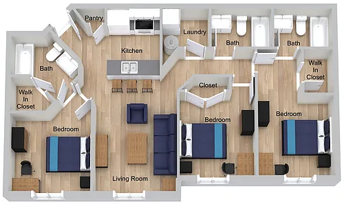 Floor plan Full Three Bedroom - A