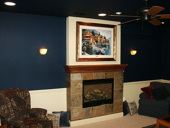 Lower Level Fireplace and Home Theater